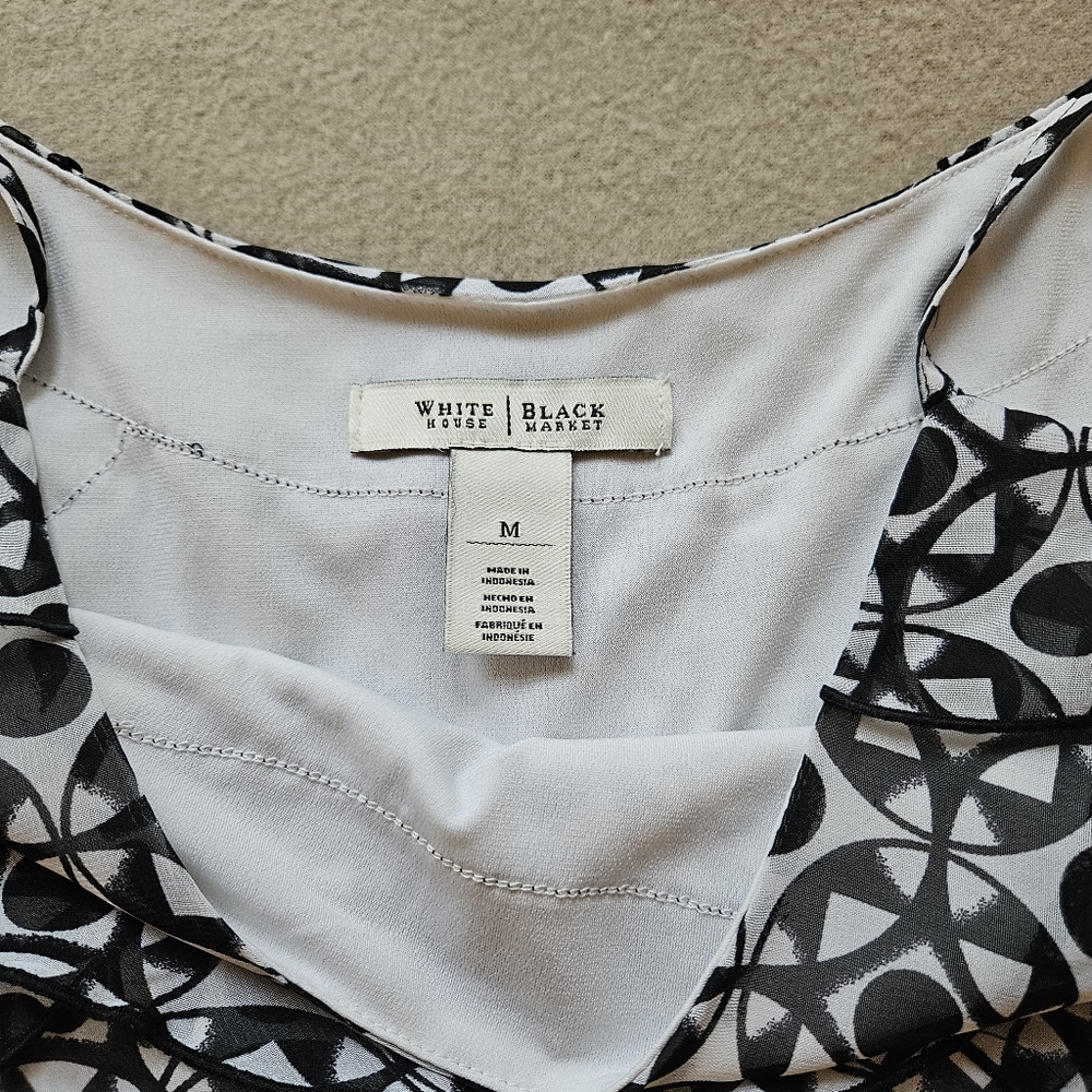 WHBM Geometric Patterned Ruffled Spaghetti-Strap … - image 3